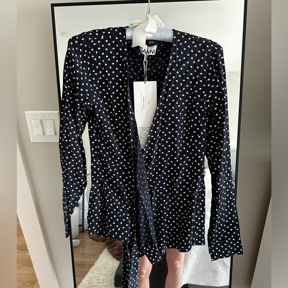 NWT Ganni heart print wrap top - Picture 1 of 4